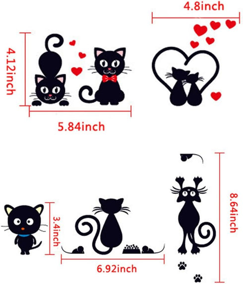 Removable Switch Sticker, 5 Pcs Cute Cartoon Black Cats Wall Sticker, Light Switch Decor Decals, Family DIY Decor Art Car Stickers Home Decor Wall...