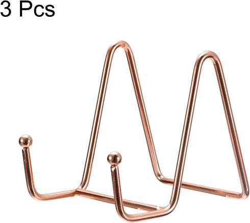 uxcell Plate Stand for Display, 3Pcs 3 Inch Iron Easel Plate Holder Display Stands Metal Decorative Plates for Picture Photo Book, Rose Gold...