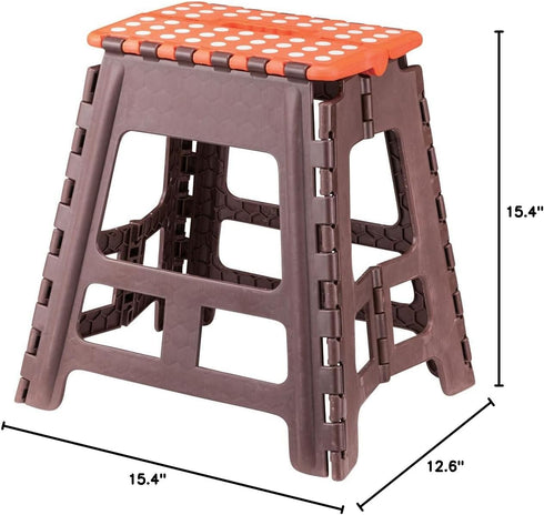 AZUMAYA Folding Step Stool 15.4" inches Height Brown and Orange FKF-622OR...