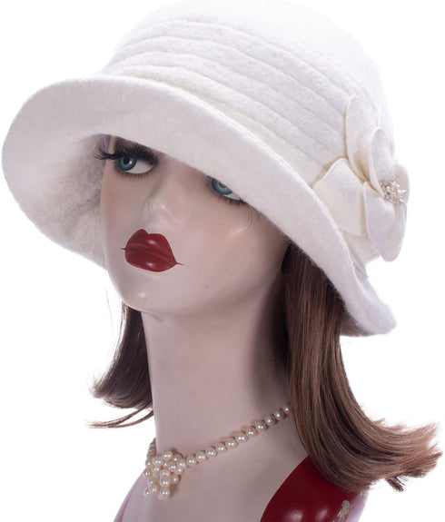 Lawliet Womens 1920s Winter Wool Cap Beret Beanie Cloche Bucket Hat A299...