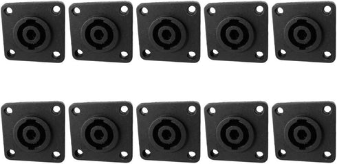 CESS Speaker Jack Twist Lock 4 Pole Square (Rectangle) - Speakon Female Socket Panel/Chassis Mount - Compatible with Neutrik Speakon NL4MP, NL4MPR...
