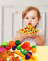 Cutting Fruits Vegetables Set, 24 Pack Play Kitchen Plastic Cutting Food for Kids Pretend Play Kitchen Toys Educational Food Toys for Children Gir...