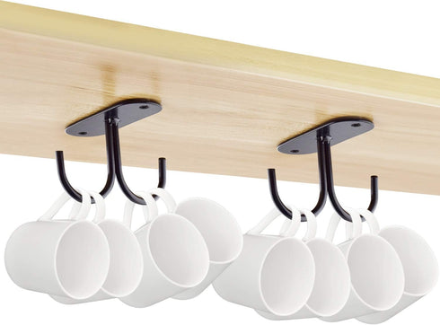 Mocoum Under Cabinet Mug Hooks, Rustic Mug Organizer Rack Coffee Cup Holder Mug Rack Under Shelf Hanging Hooks Rack for Mugs, Coffee Cups and Kitc...