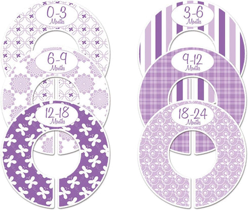 6 Baby Girl Nursery C134 Clothing Size Closet Dividers Purple Theme...