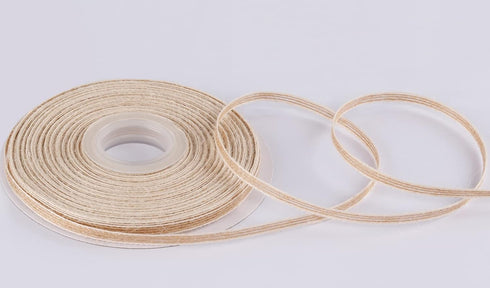 1/4 Inch Wide Natural Burlap Fabric Natural Beautiful Burlap Ribbon great for Wedding Gift Wrapping Home Décor Floral Arrangement, 25 Yards-Roll...