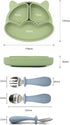Silicone Divided Plate with Spoon & Fork for Babies/Toddlers, Plate with 2 Removable Trays, Utensils with Travel Case, BPA-Free, Non-Toxic, Strong...