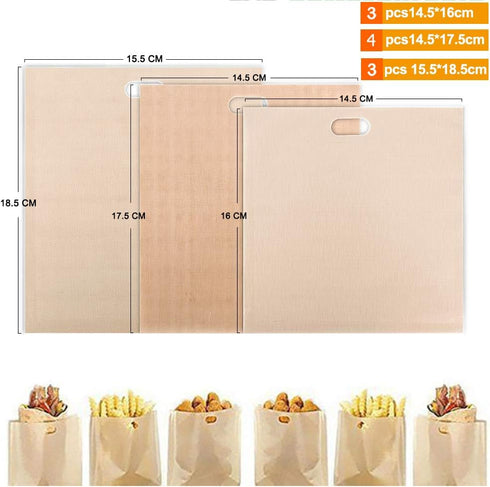 10 Toaster Bags Reusable grilled cheese bags Non Stick Toaster Bag for Sandwiches, Chicken, Nuggets, Panini and Garlic Toasts...