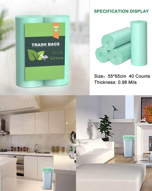 8 Gallon Trash Bags Bathroom Trash Bags, AYOTEE 40 Count Ultra Strong Unscented Garbage Bags Clear Trash Bags Waste Basket Liners for Bathroom, Ki...