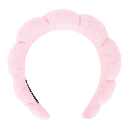 Pink Spa Headband for Washing Face Puffy Sponge Headbands Skincare Headbands for Women Girls Terry Cloth Headband for Washing Face Skincare Makeup...