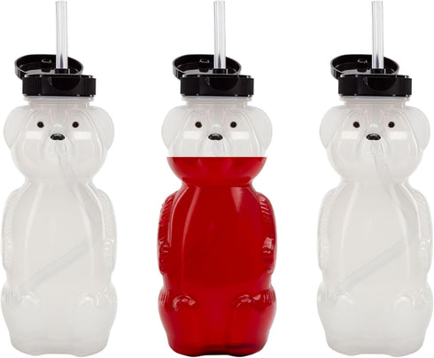 Cornucopia Brands Honey Bear Straw Cups (3-Pack); 8-Ounce Therapy Sippy Bottles w/Flexible Straws...