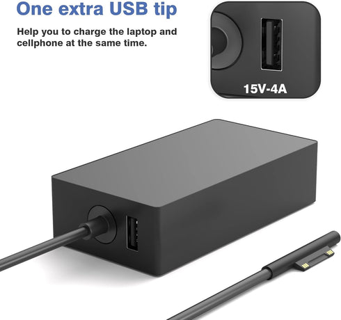 65W Surface Pro Charger for Microsoft Surface Pro 10,9,8,7+,7,6,5,4,3 X,Windows Surface Laptop 1,2,3,4,5,6,Studio Surface Go 1,2,3 Surface Book 3,...