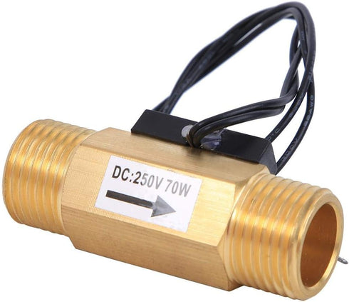 YWBL-WH Water Flow Hall Effect Sensor Switch with 1/2-inch Interface Electromagnetic Flowmeter Brass Industrial Accessory, Valve...