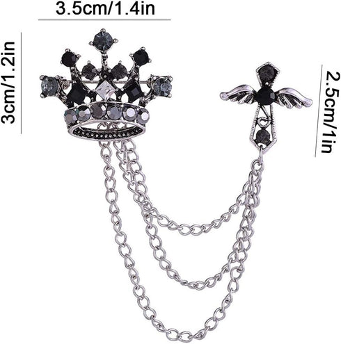 Huture 3PCS Men's Brooch Suit Pin Badge with Chains Brooch Buckle Chain Collar Lapel Pin for Men Shirt Collar Pin Chain Brooch Decoration Metal Br...
