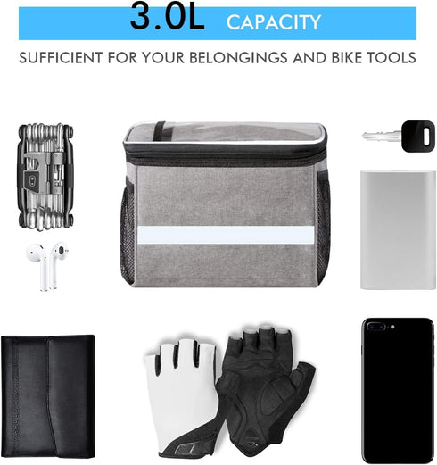 Bike Handlebar Bag, Bike Basket Front, Scooter Bag with Bike Phone Mount, Bike Cooler Bicycle Basket Road Mountain Bike Pouch Pack Cycling Accesso...
