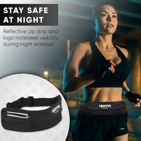 Kisma Running Fanny Pack and Sport Waist Belt for Runners, Hikers, and Travelers, Lightweight Moisture-Wicking Neoprene, Long Adjustable Strap to ...