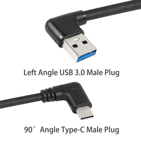 GELRHONR 90 Degree USB Type C Cable, 18W Fast Charging USB A to USB C Cable (Black-Left-0.25M)...
