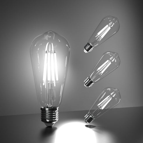 Edison Bulbs 6W E26 LED Bulb 60 Watt Equivalent, Vintage LED Light Bulbs CRI90+ ST19, Dimmable Clear Light Bulbs, 5000K Daylight White 4 Pack...