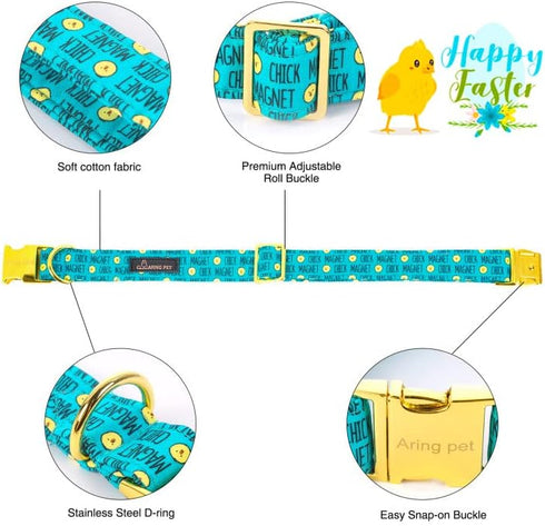 ARING PET Easter Dog Collar-Adorable Chick Dog Collar with Bow, Adjustable Bowtie Dog Collar Pet Collars with Metal Buckle...