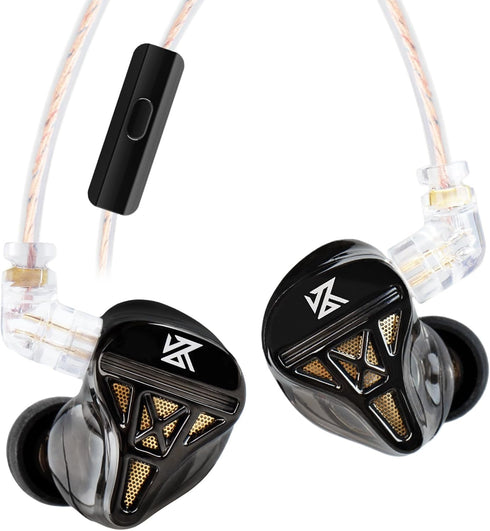 Kinboofi IEM Headphone with Mic, KZ DQS HiFi Dynamic Drivers Earphone Earbuds Bass 2pin 3.5mm Sports Music Game Headphone (Black, with Mic)……......