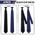 Bencailor 4 Pcs 24 Inch Men's Clip-on Ties Solid Color Men's Tie Pretied Clip on Ties for Men Men's Clip on Necktie Men's Button Ties(Black, Charc...