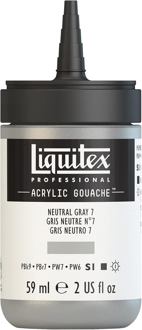 Liquitex Professional Acrylic Gouache, 2-oz (59ml) Bottle, Neutral Grey 7...