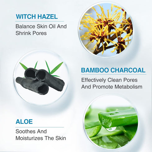 POP MODERN.C Blackhead Remover Mask Bamboo Charcoal Peel Off Mask Skin Care Face Mask 3-in-1 Kit Pimple & Deep Cleansing Black Facial Mask Shrink ...