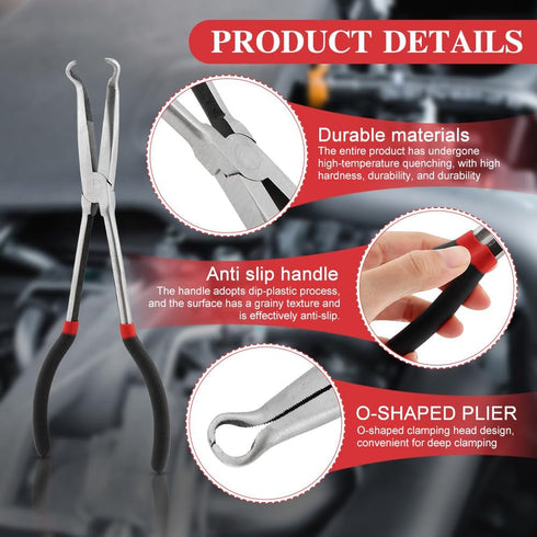 Electrical Disconnect Plier, Professional Automotive Electrical Disconnect Plier Hose Repair Tool Radiator Hose Clamp Long Spark Plug Removal Plie...