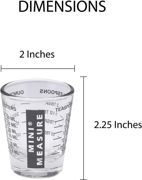 Kolder Mini Measure Heavy Glass, 20-Incremental Measurements Multi-Purpose Liquid and Dry Measuring Shot Glass, Black...