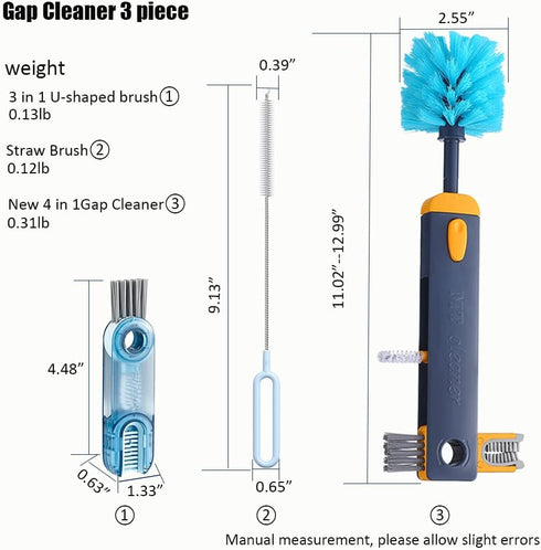 4in1 Water Bottle Cleaner Brush,Cup Lid Gap Cleaning Brush Set with Straw Cleaner Brush,Kitchen Bottle Brushes for Cleaning Tumbler Kitchen Dish B...