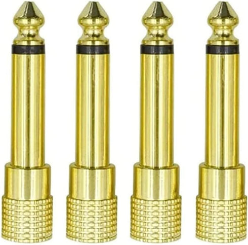 1/4 Mono to 1/8 Mono Adapter, 6.35mm TS Male Plug to 3.5mm Female (Mono to Mono) Audio Adaptor Audio Connector Golden - (4 Pcs)...