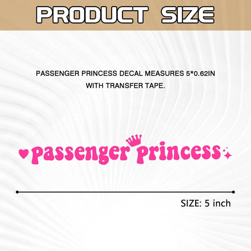 Passenger Princess Sticker Cute Girl Car Decor Queen Letters, Funny Vinyl Window Rearview Mirror Decal Letters Initials Stickers for Girls Women M...