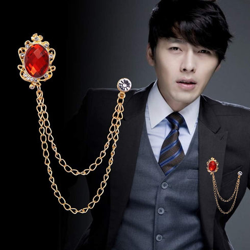 Huture 3 Packs Men's Gem Brooch Lapel Pin Badge Hanging Chains Collar Brooches Pin for Career Suit Tuxedo of Shirts Tie Hat Scarf for Boyfriend Fa...
