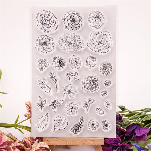 Flower Clear Stamps for Junk Journal, Scrapbooking, Diary, Card Making Plant Theme Card Making Kits for Valentines Christmas Holiday Card...