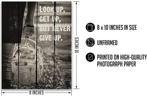 Look Up, Get Up, But Never Give Up - Football Wall Art Decor Print - unframed artwork printed on photograph paper...