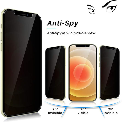 2 Pack L?K Privacy Screen Protector Designed for iPhone 12 and iPhone 12 Pro 5G 6.1 inch Tempered Glass High Clear, Case Friendly, Come with Insta...