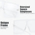 The Fresh Large Oversized Fashion Square Flat Top Sunglasses with Gift Box (4-Shiny Crystal, Clear/AR Coating)...