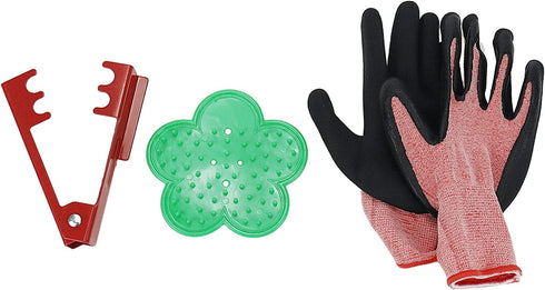 Set of 3 Garden Pruning Shears Kit, Rose Thorn Stripper Remover Tool, Leaf Stripping Remover Tool and Floral Gloves for Gardening Flower Arrangeme...