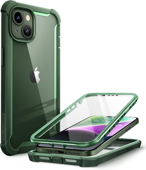 i-Blason iPhone 14 (2022) / iPhone 13 (2021) 6.1 Inch Case with Built-in Screen Protector, Transparent Back, Shockproof Airbags Bumper [Ares Serie...