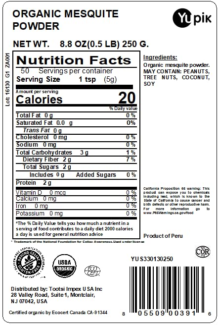 Yupik Organic Mesquite Powder, 8.8 oz, USDA Certified, Non-GMO, Vegan, Gluten-Free, Natural Sweetener & Nutritious Superfood, High in Protein & Fi...