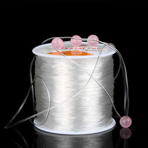 ZYAMY 0.5mm Beading Thread Transparent White Elastic Thread String Beading Cord Crystal Stretch Bracelet String for Beads Jewelry Making, 1 Roll 3...