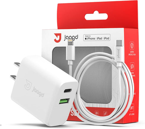 20W Charger for iPhone and iPad, USB C and USB Dual Wall Charger Set with Type-C Lightning Cable Compatible with iPhone 14/13/13 Pro/13 Pro max/iP...