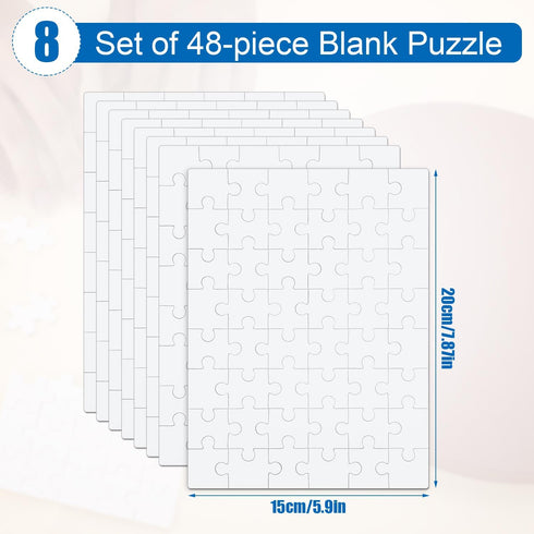 8 Sheets Blank Puzzles for Kids, 5.9 x 7.9 Inch / 15x20cm Blank Puzzles 48 Piece Blank Jigsaw Puzzle Paintable Puzzle All White Puzzles for Kids B...