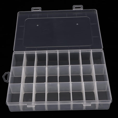 2 Pack 24 Grids Plastic Organizer Box Container Craft Storage Box Compartment Box with Adjustable Dividers for Beads Jewelry Fishing Tackles Art D...