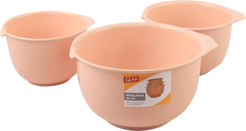 GLAD Mixing Bowls with Pour Spout| Nesting Design Saves Space | Non-Slip, BPA Free, Dishwasher Safe Plastic | Kitchen Cooking and Baking Supplies,...