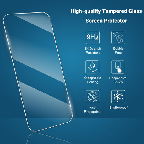 JINTONG 5 Pack Tempered Glass Screen Protector for iPhone 15 Pro Max (6.7 Inch) Tempered-Glass Film with Bubble Free Easy Installation Tool, Scrat...
