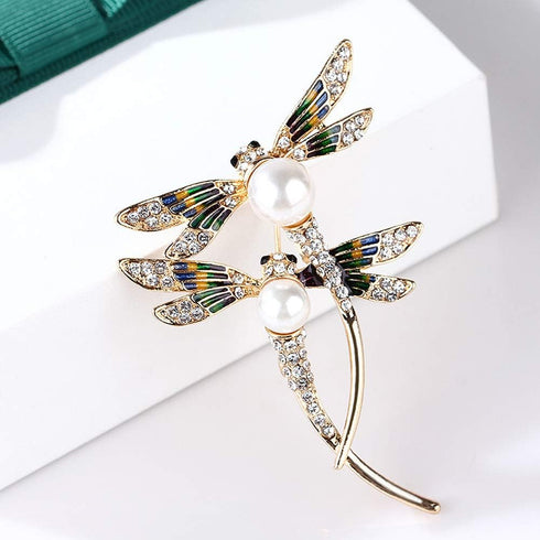 6 Pcs Dragonfly Themed Enamel Crystal Rhinestones Brooch Pin Women Jewelry Clothes Dress Scarf Decoration Lapel Pin...