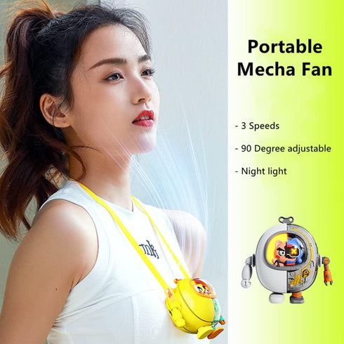 Fantasee Portable Mecha Fan, Handheld Neck Fan, 3 Speeds USB Rechargeable Mini Cooling Personal Fan for Kids Teenager Gift Indoor Outdoor (White G...