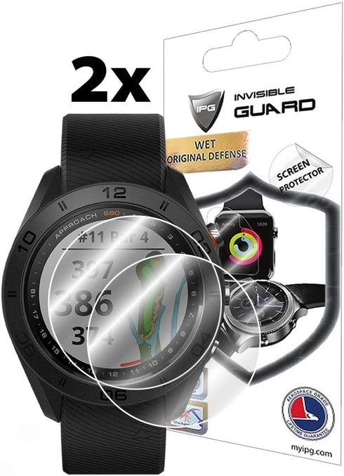 IPG For GARMIN APPROACH S60 GOLF GPS WATCH Screen Protector (2 Units) Invisible Ultra HD Clear Film Anti Scratch Skin Guard - Smooth/Self-Healing/...