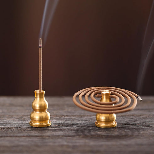 MrMrKura Brass Incense Holder for Sticks Incense Burner Sets, 3-in-1 Incense Stick Holder Ash Catcher Cone Incense Burner Coil Incense Holder, for...