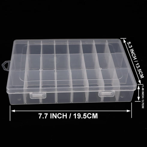2 Pack 24 Grids Plastic Organizer Box Container Craft Storage Box Compartment Box with Adjustable Dividers for Beads Jewelry Fishing Tackles Art D...